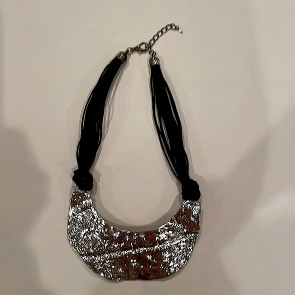 Bold Silver and Black Necklace